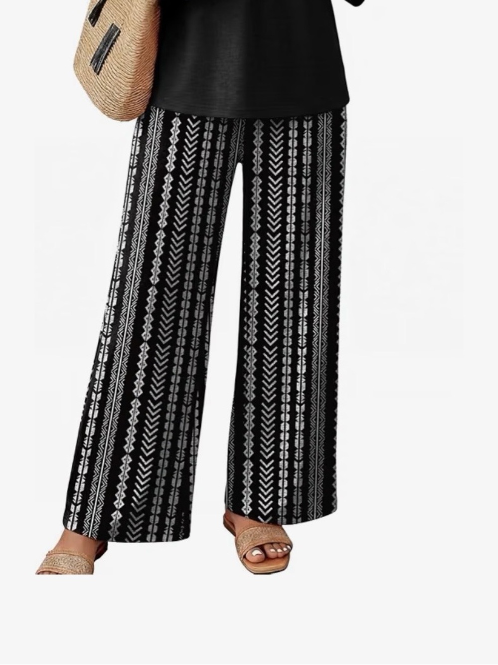 NWOT Black & white wide leg pull on pants